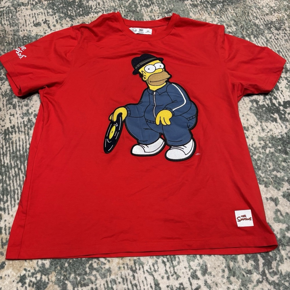 "DJ Homer" embroidered patch T-shirt XL